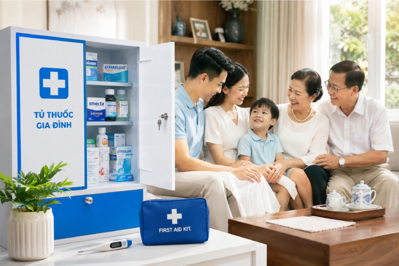 Chủ động chăm sóc sức khỏe với tủ thuốc gia đình