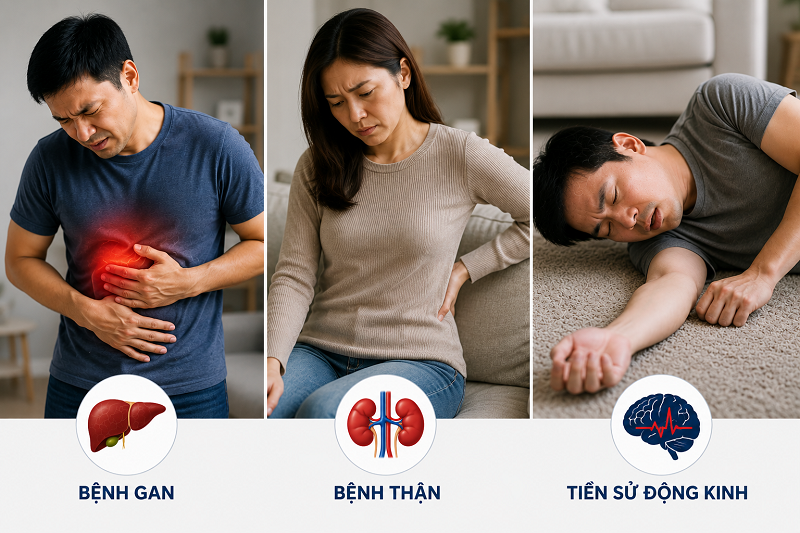 Người có bệnh gan, thận hoặc tiền sử động kinh cần thận trọng khi dùng Mirtazapine. 