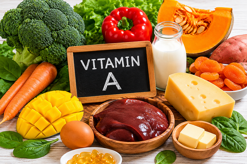 Vitamin A tham gia vào quá trình tái tạo tế bào da và hỗ trợ điều hòa hoạt động của tuyến bã nhờn.
