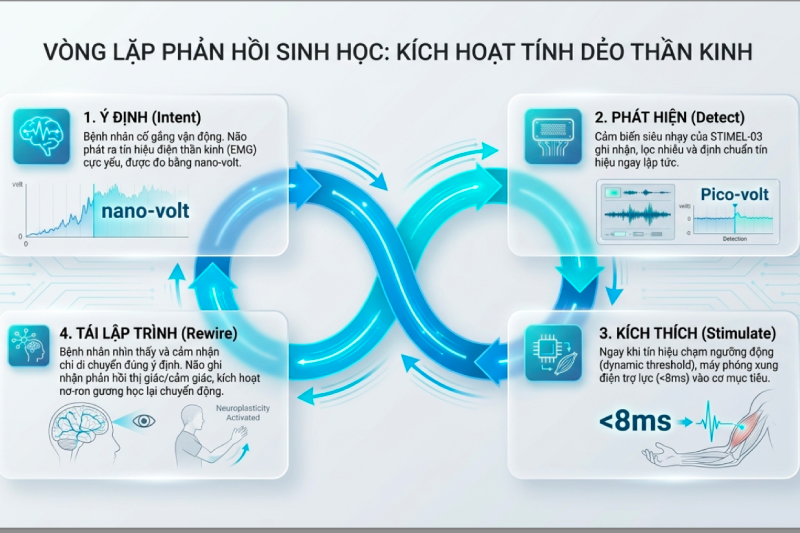 Nguyên lý hoạt động của STIMEL-03 giúp người bệnh chuyển