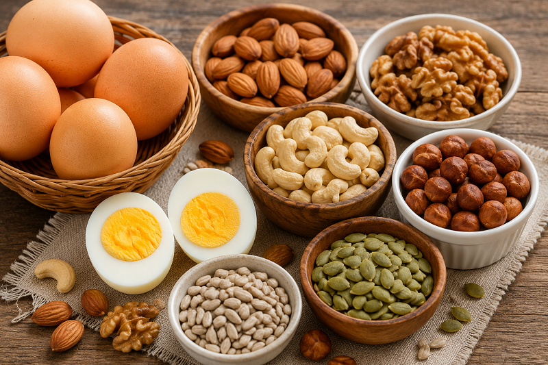 Các loại hạt và trứng bổ sung selen, kẽm - những vi chất cần thiết cho quá trình tổng hợp hormone tuyến giáp. 