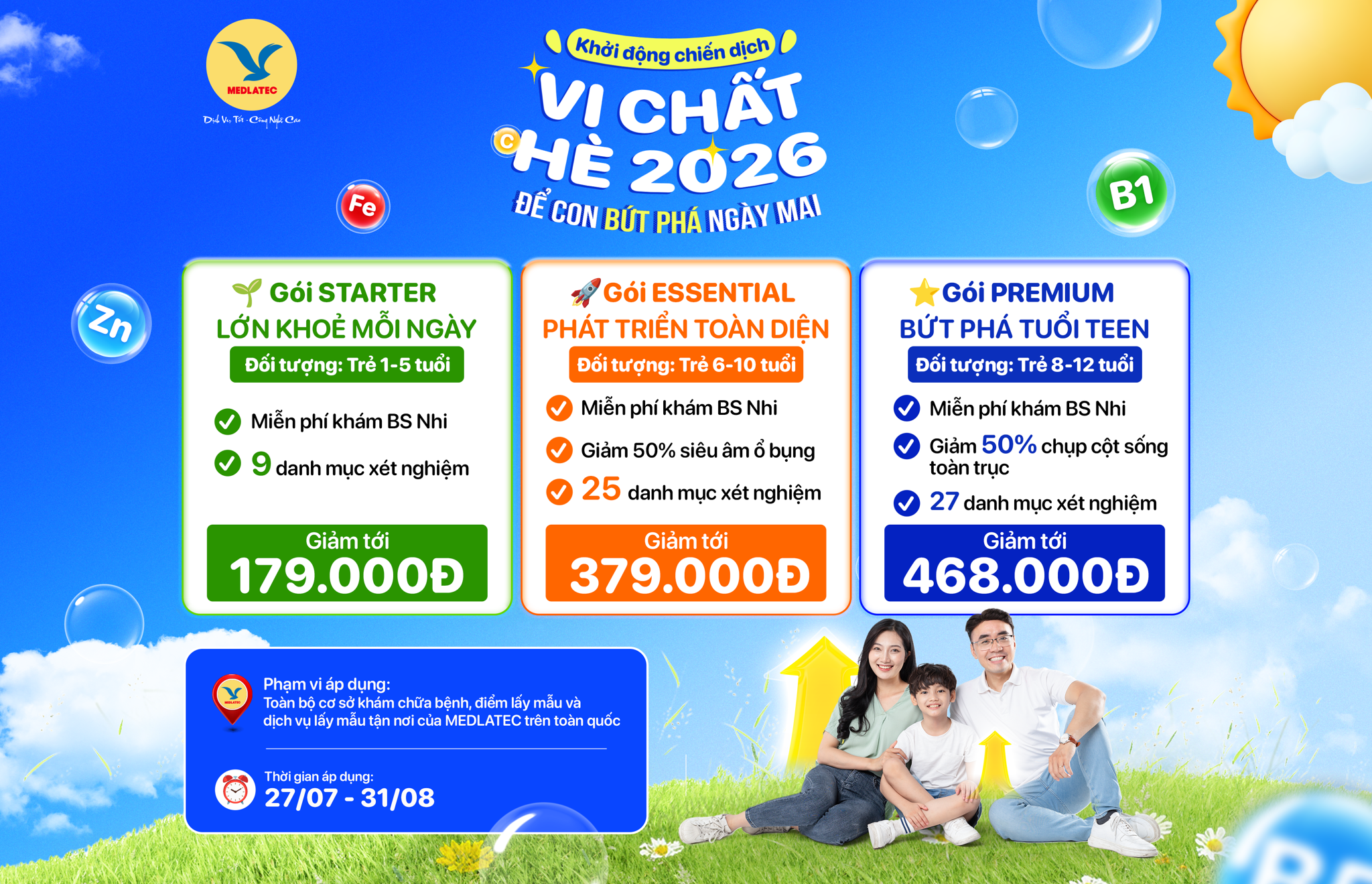 MEDLATEC thiết kế 03 gói xét nghiệm chuyên biệt theo từng độ tuổi, giúp cha mẹ chủ động chăm sóc sức khỏe và dinh dưỡng cho con
