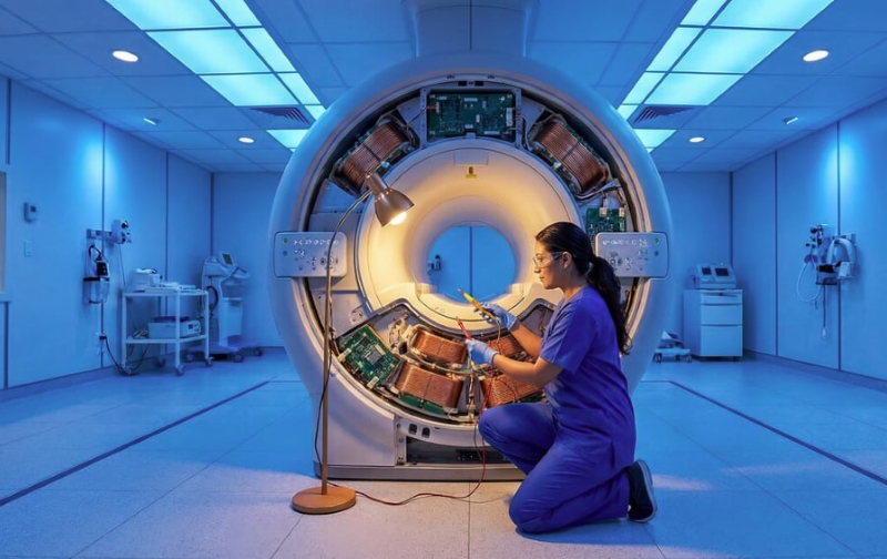 Nguyên lý hoạt động của kỹ thuật chụp MRI chủ yếu sử dụng từ trường mạnh và sóng radio