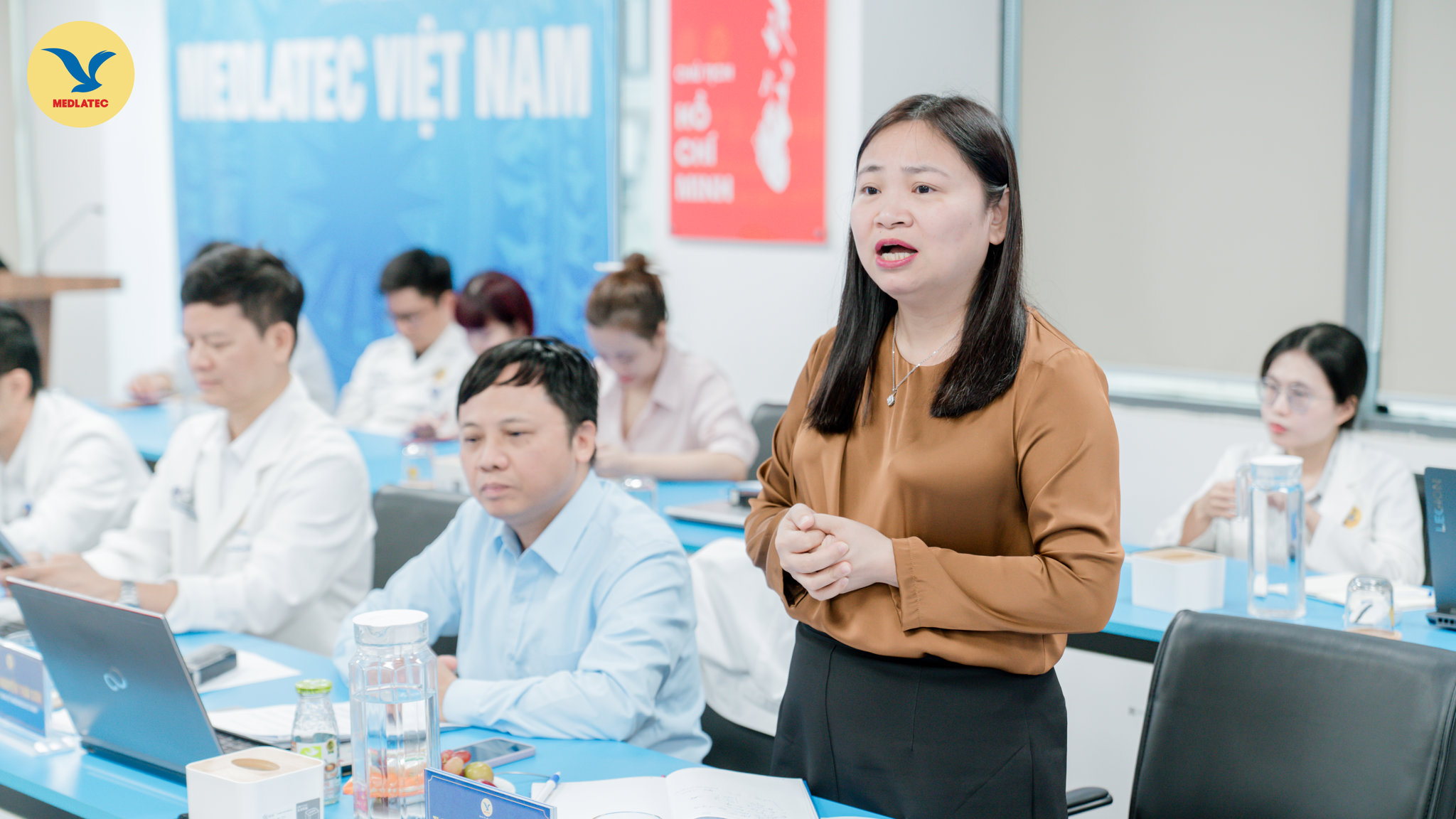 ThS.BSCKII Nguyễn Thị Kim Len - Phó Tổng giám đốc MEDLATEC phát biểu tại buổi làm việc