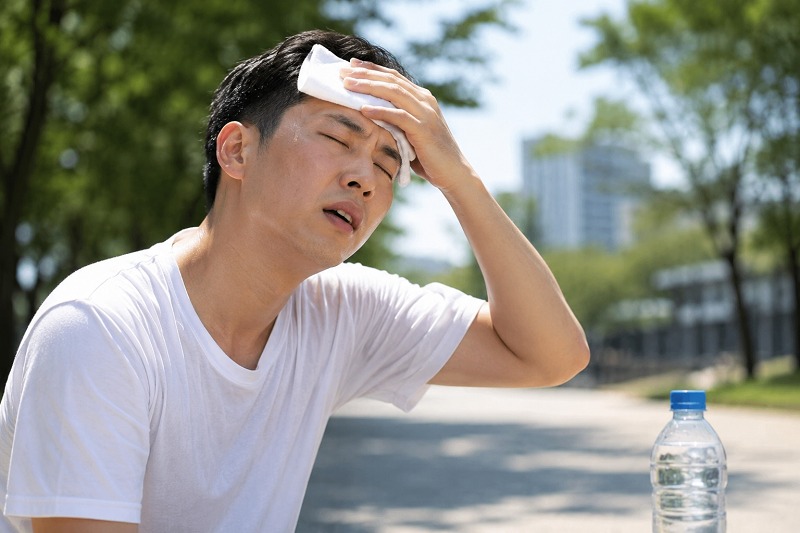 Say nắng khiến cơ thể mất nước và điện giải, gây mệt mỏi, đau đầu và hoa mắt. 
