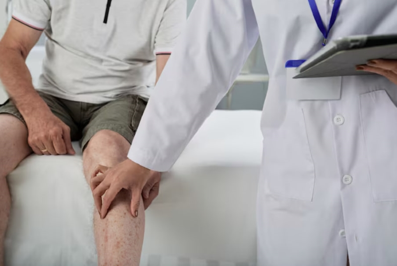 Chú ý tình trạng xương đầu gối nhô ra kèm theo việc hạn chế vận động