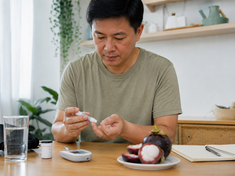 Người mắc đái tháo đường, đang giảm cân hoặc có hệ tiêu hóa nhạy cảm nên kiểm soát khẩu phần măng cụt.