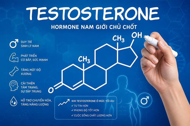 Testosterone - nội tiết tố đóng vai trò quan trọng đối với nam giới. Nguồn ảnh AI