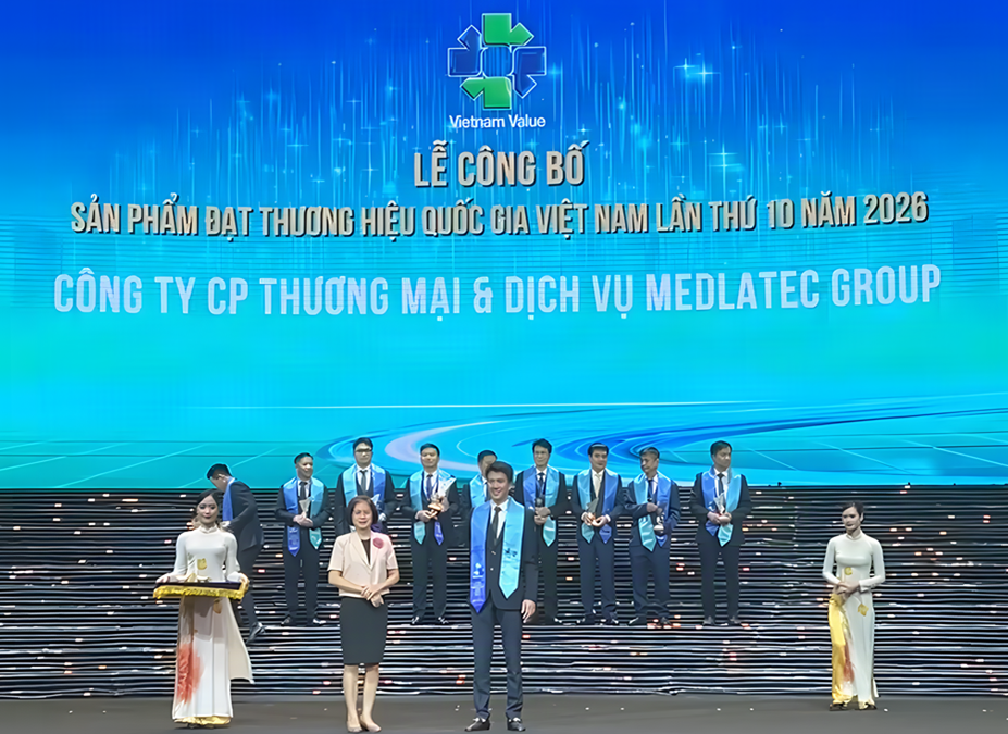Dịch vụ xét nghiệm MEDLATEC tiếp tục được vinh danh tại Lễ công bố sản phẩm đạt Thương hiệu Quốc gia Việt Nam lần thứ 10 năm 2026 