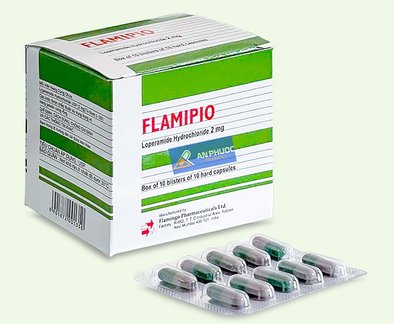 Thuốc Flamipio chứa loperamid hydroclorid 2 mg, được sử dụng để điều trị triệu chứng tiêu chảy. 
